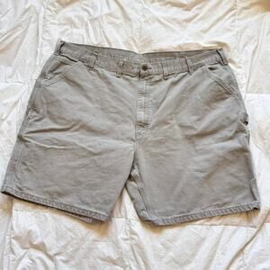 carhartt neutral distressed canvas carpenter cargo shorts sz 46 fisherman grune